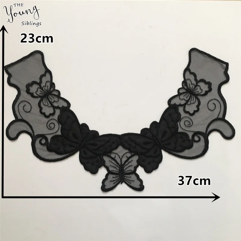 2PCS SALE Кружевной воротник шитье Кружева декольте изысканное платье швейная ткань вышивка DIY аппликация на одежду Черный - Цвет: 2PCS SALE