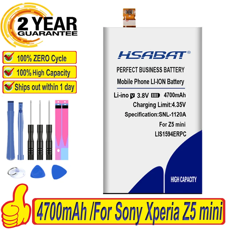 Аккумулятор HSABAT 4700 мАч LIS1594ERPC для Sony Xperia Z5 mini compact E5823 E5803 XA Ultra C6 F3216 F3215 F5321 F3216Xc