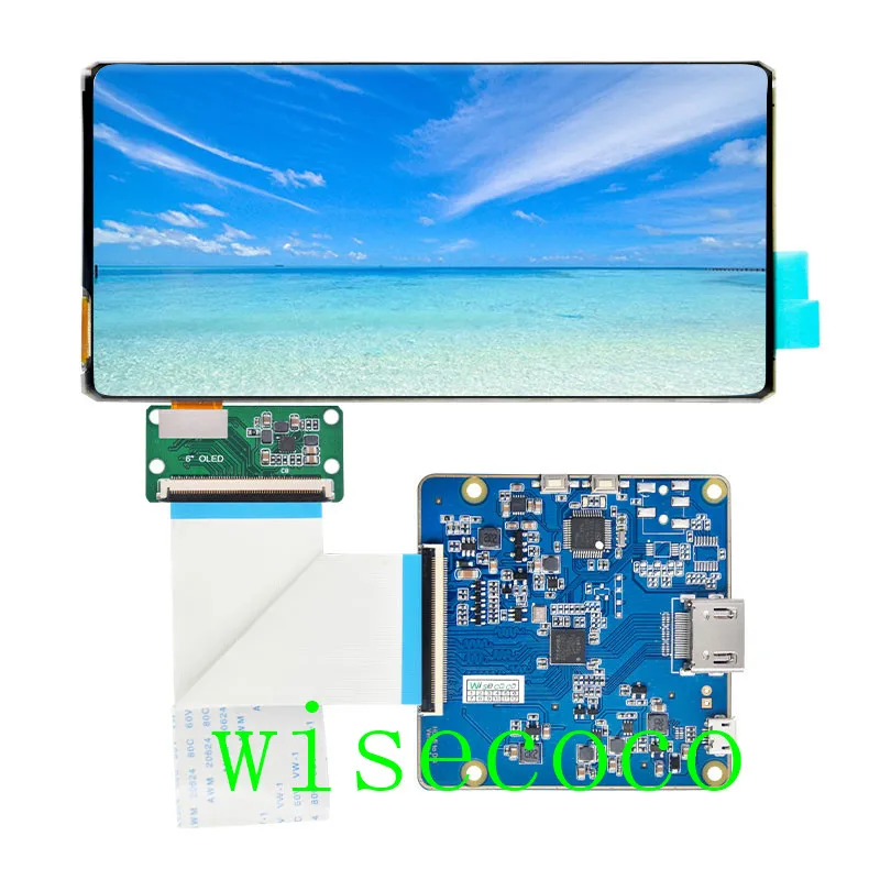 Pantalla Flexible OLED de 6 pulgadas, pantalla de visualizaci&oacute;n de 2160x1080, placa de controlador MIPI, enrollable, amoled-3