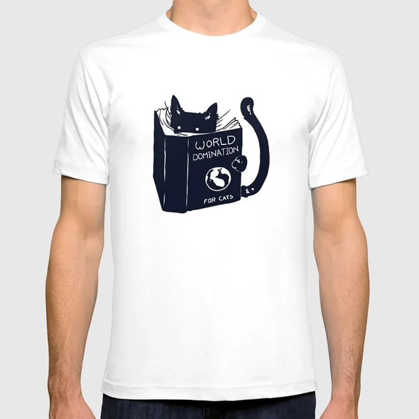 Мировое превосходство для кошек футболка комические животные черно белые