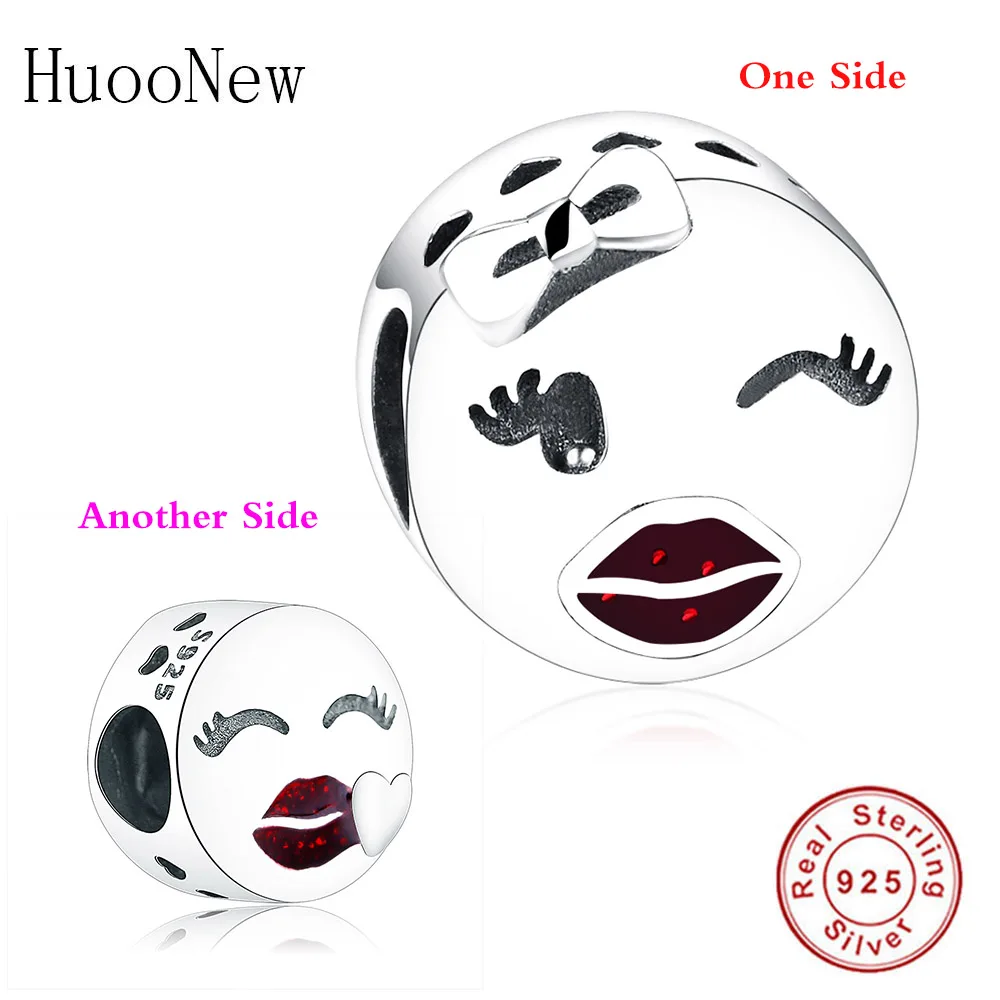 

Blink Red Lips Beauty, женские бусины для лица, оригинальный браслет Pulsera, подлинный Серебряный ювелирный браслет 925 пробы