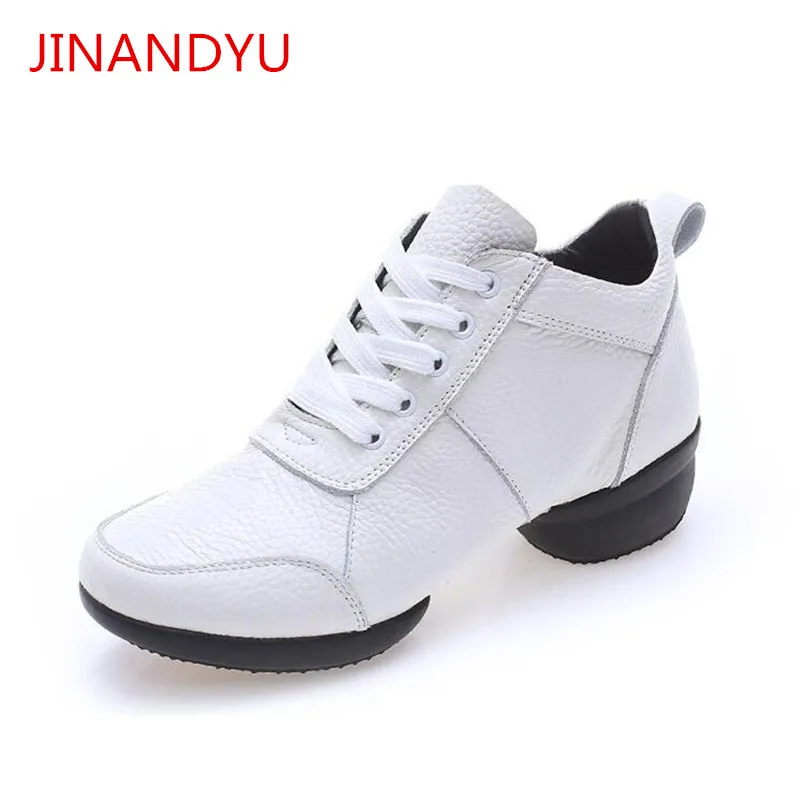 

Thick Sole Genuine Leather Casual Shoes Women Plus Size 41 Fashion Black White Dancing Shoes for Women Lace Up Platform Shoes