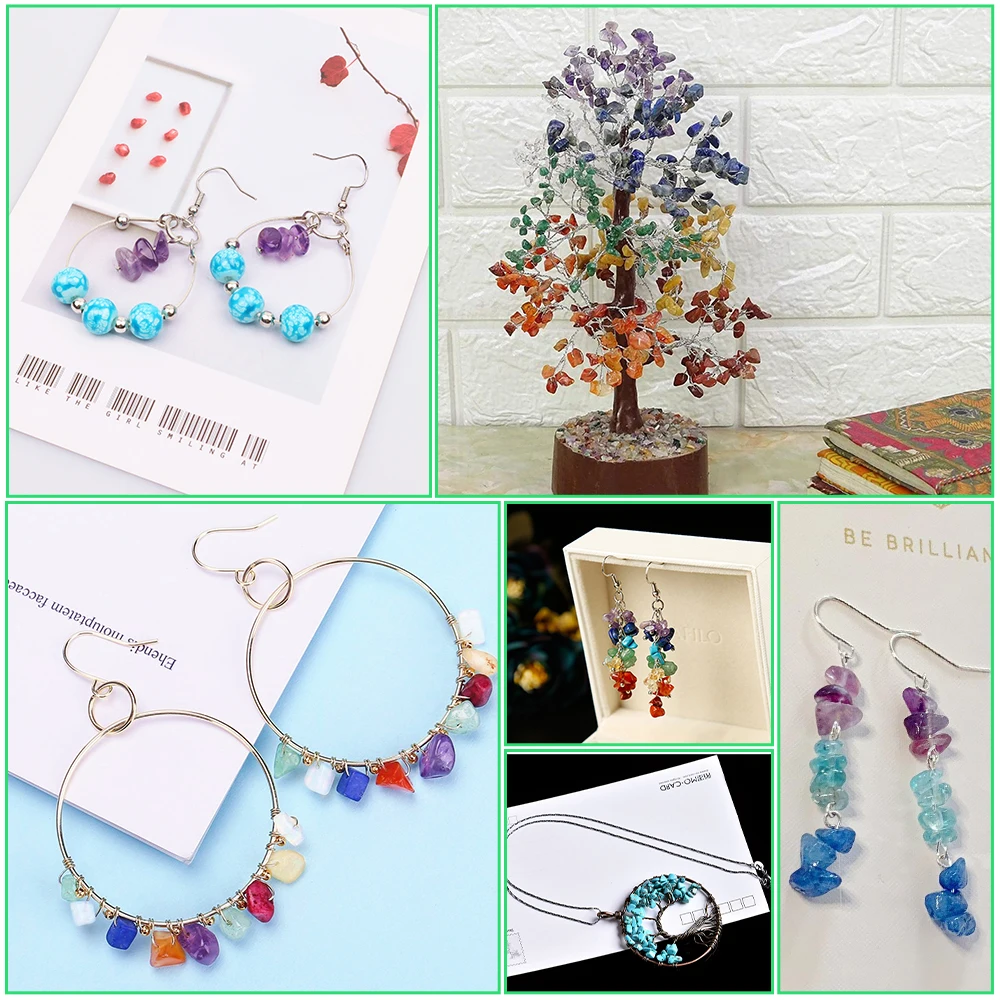 

DIY Natural Gemstone Jewelry Beads Kit Irregular Chips Crystal Stones Loose Beads for Jewelry Making Supplies Kit Adult Repair