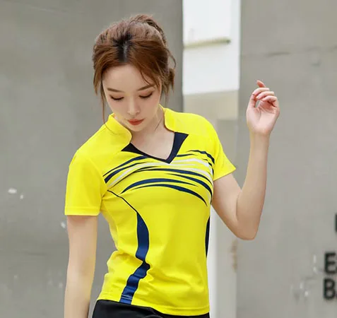 Women Tennis Shirt, Girls Badminton T Shirt, Female Table Tennis Jerseys Gym Clothes, Polyester Ms Badminton Clothing Sportswear