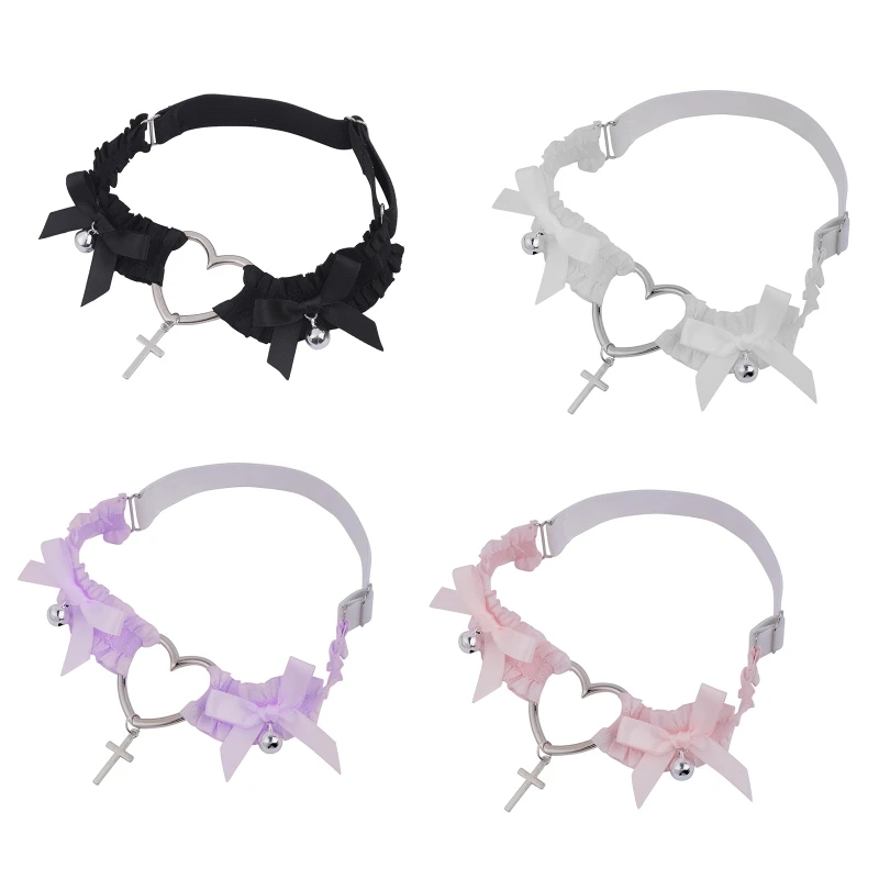 

Подвязки в стиле "Лолита", ремень с крестом и подвеской, бант, колокольчик, кольцо для ног, сексуальная модель, подтяжки для девушек в японско...