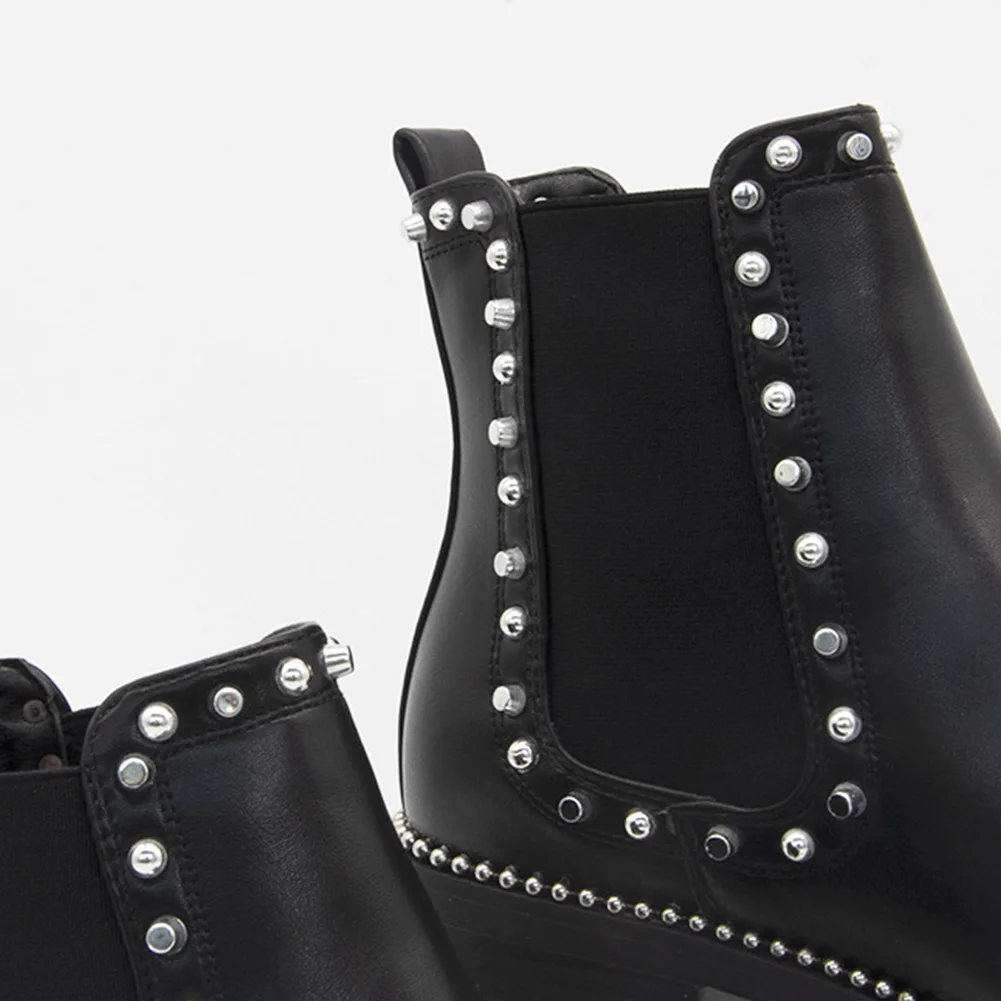 

DORATASIA Luxury Women Sewing Square Heel Cool Punk Shoes 2020 Ins Autumn Boots Women Rivet Designer Ankle Boots