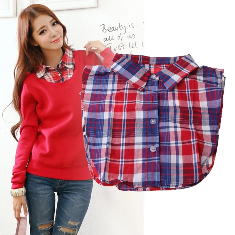 

Y166 New Fashion Arrival Fake Collar Classic Plaid Check Detachable Shirt Collars Adjust Clothes Accessories