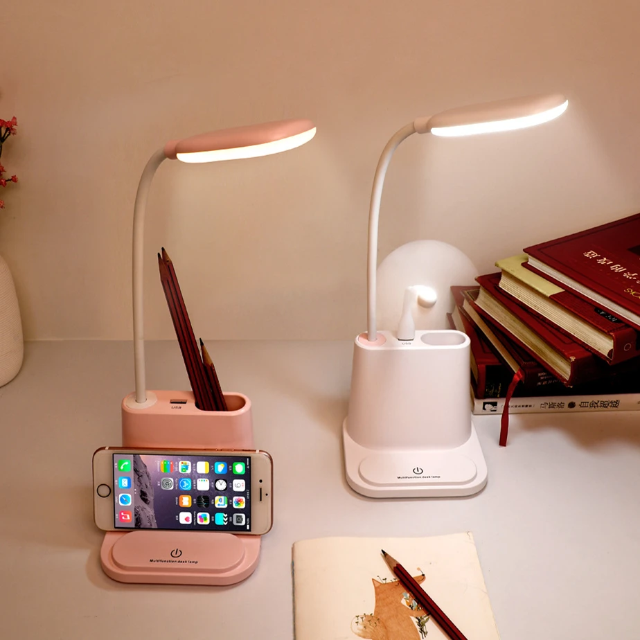 

Держатель для ручек Настольная лампа с постоянным календарем светодиодная защита для глаз цветное Сенсорное затемнение студенты учатся чи...