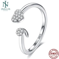 inalis s925 sterling silver cubic zirconia rings creative design love heart shaped ring for women fashion jewelry best sell gift