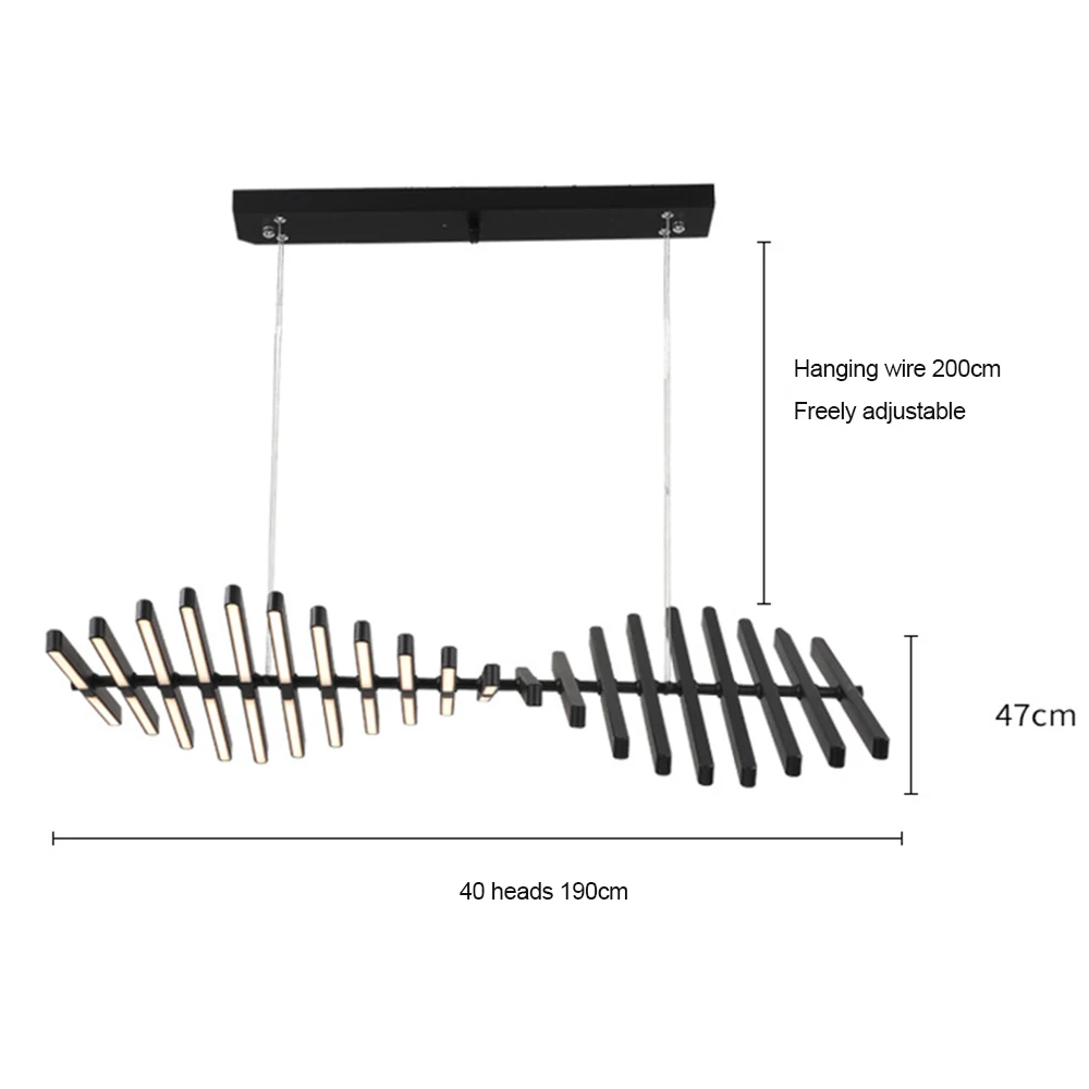 Современный Креативный подвесной светильник рыбья кость для спальни ресторана