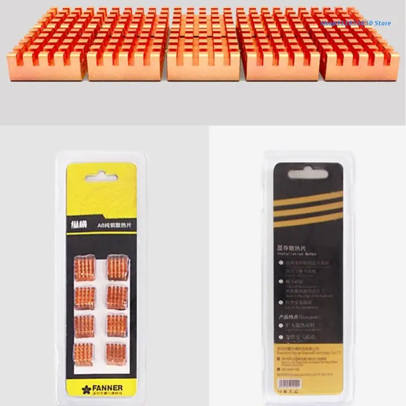 

C5AB Memory Heat Sink 8 Pieces with Adhesive All Copper Memory Radiator for Cooling