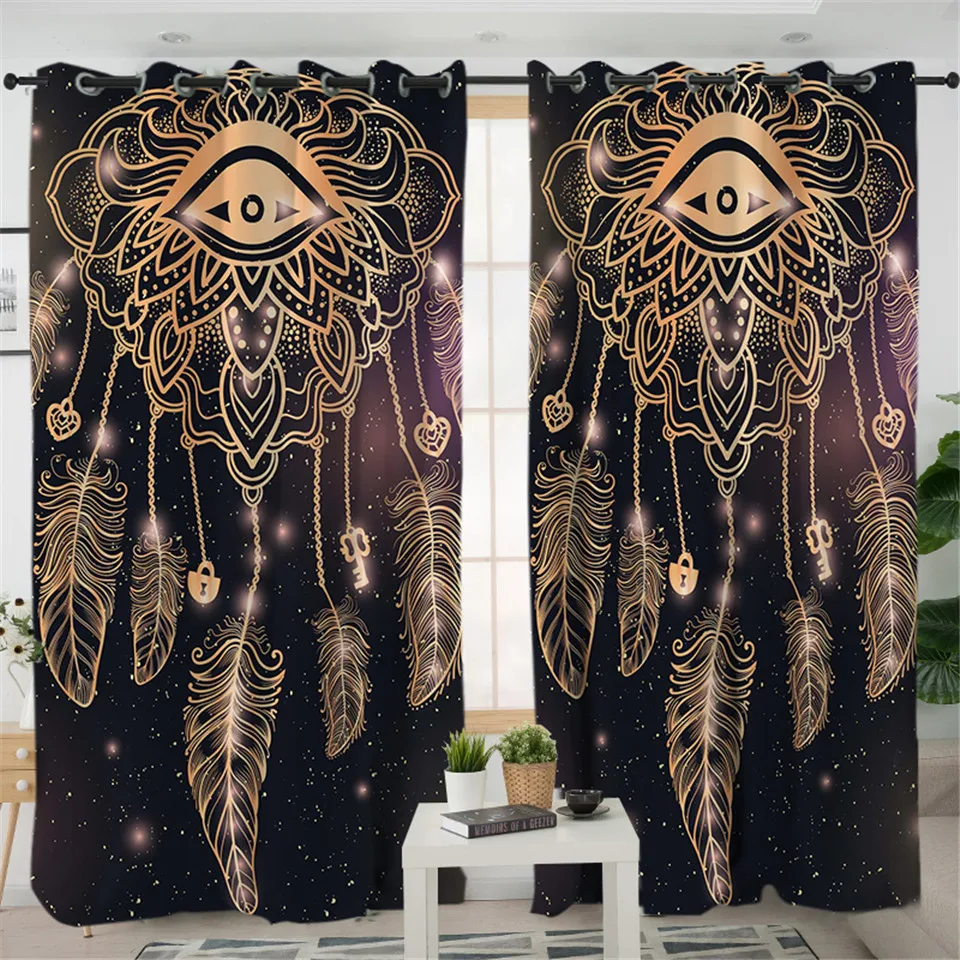 Постельные принадлежности Outlet Dreamcatcher Boho занавеска для гостиной s Перья Синий Galaxy занавеска для спальни Белоголовый Орел Оконные Занавески