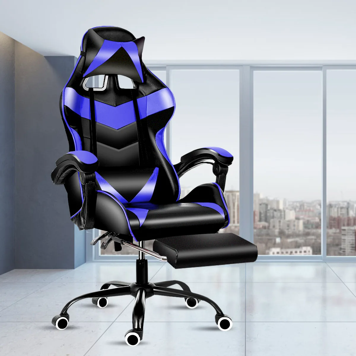 

Leather Office Gaming Chair Home Internet Cafe Racing Chair WCG Gaming Ergonomic Computer Chair Swivel Lifting Lying Gamer Chair