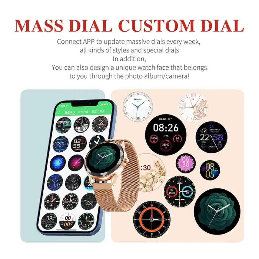 

HDT7 Smart Watch Women Bluetooth Full Touch Waterproof Heart Rate Monitor Fitness Tracker Sport Smartwatch Bracelet for Phone