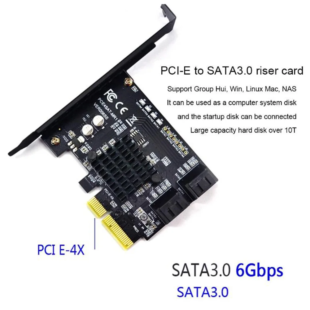 Для PCI-E Riser Card Поддержка RAID 4 порта 6G карта расширения жесткого диска Расширенный диск SATA 3,0 адаптер 88SE9230 для RAID карты
