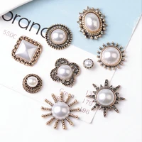 5pcslot alloy creative rhinestone gold pearls pendant button ornaments jewelry earrings choker hair bag diy jewelry accessories