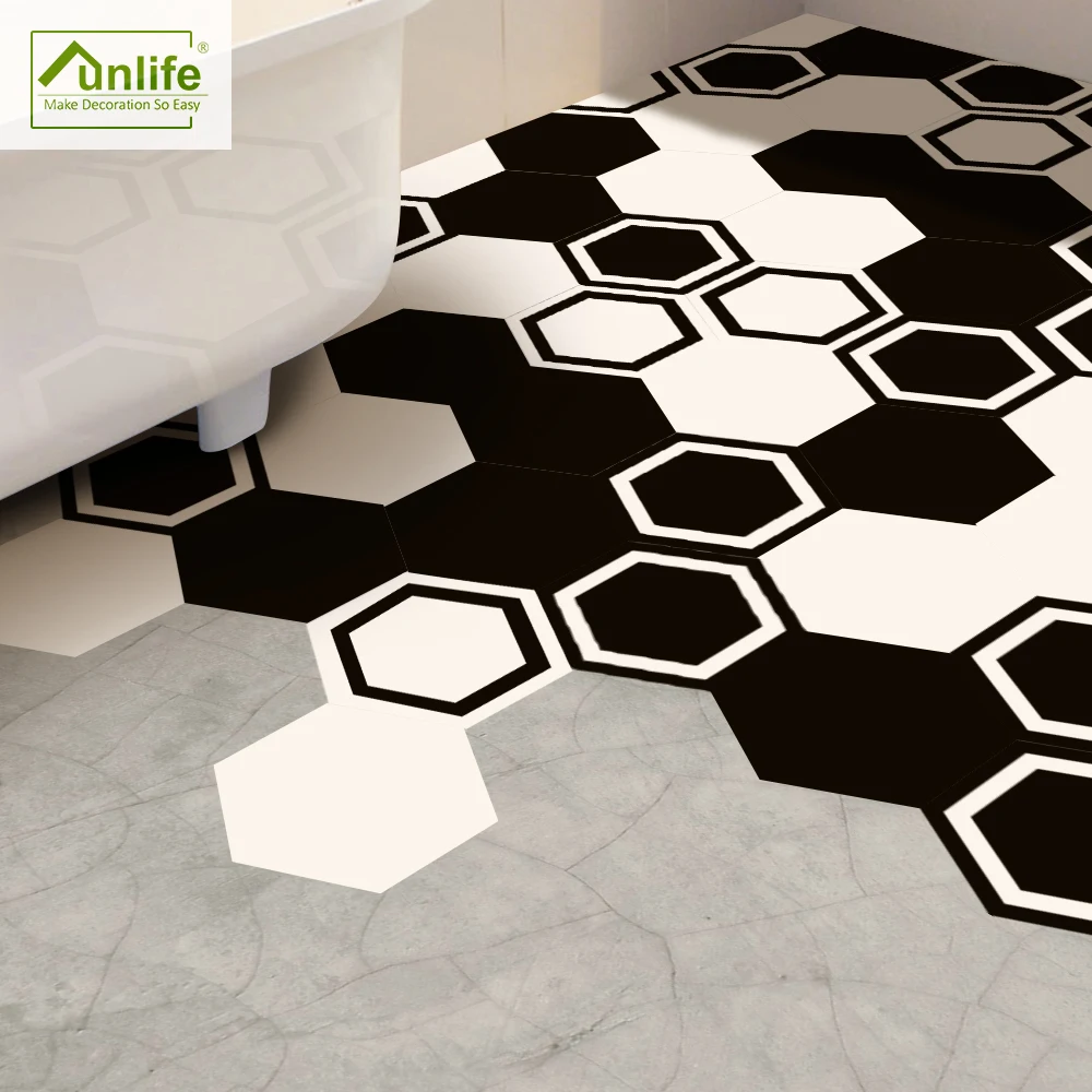 

Funlife Floor Stickers DIY Black and White Anti-Slip Self-adhesive Anti-Slip Waterproof PVC Wall Art Decor for Bedroom DB060