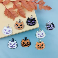 jeque 10pcs 20x20mm enamel skull pumpkin charm for jewelry making crafting fashion earring pendant cute necklace bracelet charms