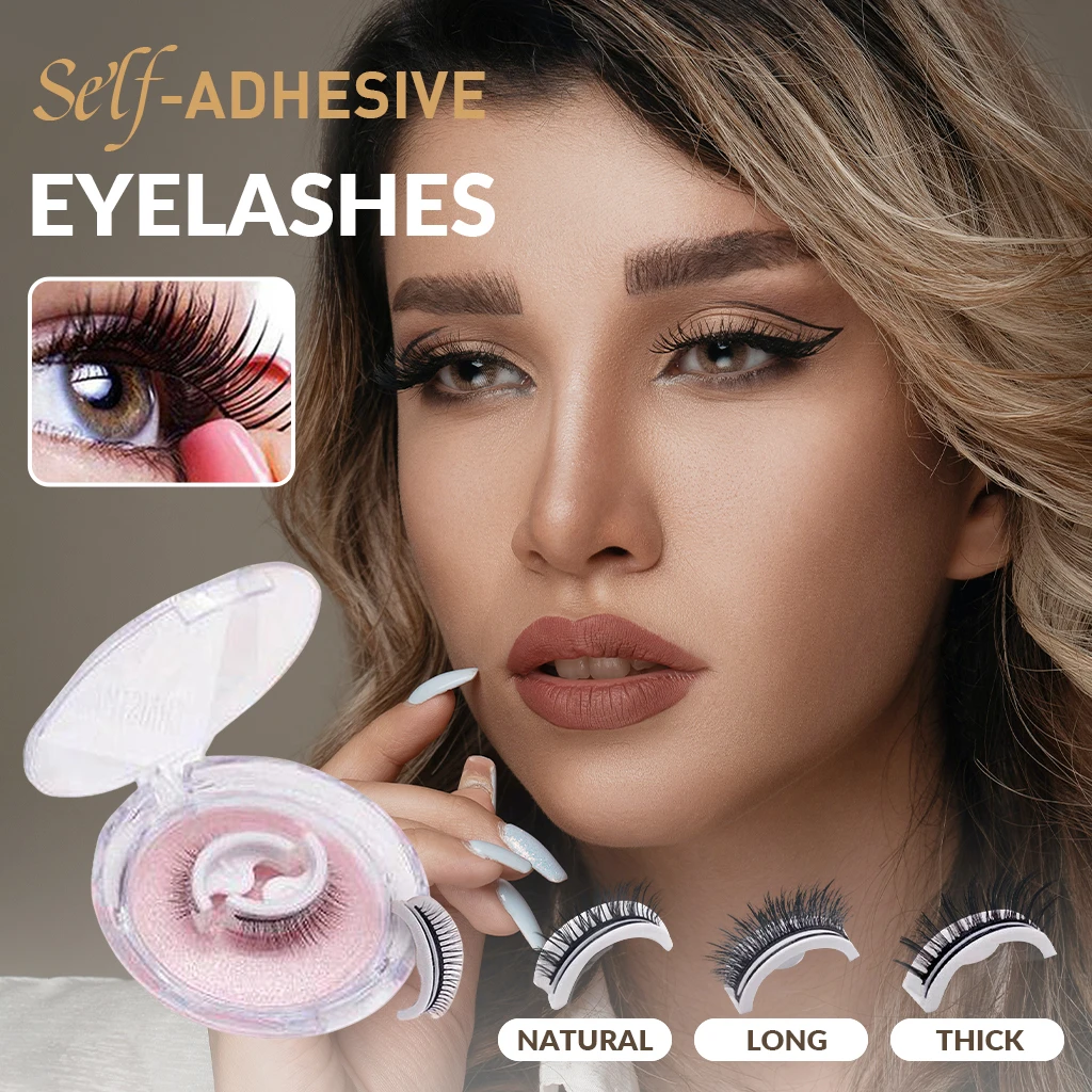 

1 pairs Self-adhesive False eyelashes Reusable Natural Long Thick Eyelashes Multiple Reversible Glue-free Eyelashes Dropshipping