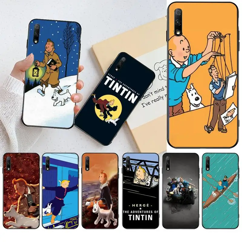 

YJZFDYRM The Adventures of Tintin Soft black Phone Case For Huawei Nova 6se 7 7pro 7se honor 7A 8A 7C Prime2019