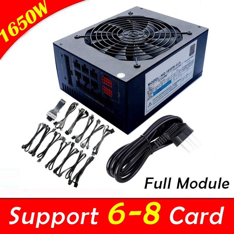 Verkaufen 1650W Volle Module Für HQ-1650W-02A Bergbau Power Versorgung, Unterstützung 6-8 Karte ATX Server Vollständig Getestet