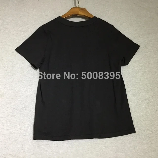 Черная хлопковая Футболка с принтом спереди|Футболки| |