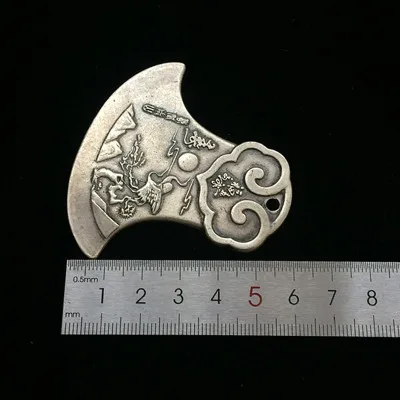 

Exquisite antique white copper gilt silver (longevity, pine and crane) home decoration Pendant