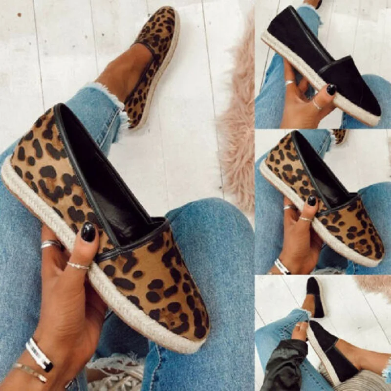 Женские туфли без шнуровки из пеньковой ткани на плоской подошве Espadrilles