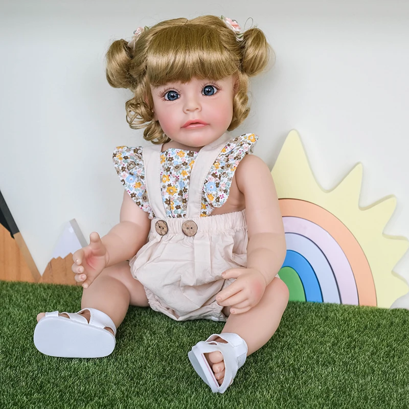 

55CM Bebe Reborn Princess Sue-Sue Reborn Toddler Girl FUll Body Silicone with Blond Hair Hand-detailed Painting Toy for Girls