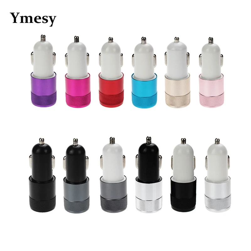 

Ymesy2.1A 1A Alloy 2 USB Ports Universal Intelligent Charging Dual USB Car Charger for iPhone for Android Mobile Phone