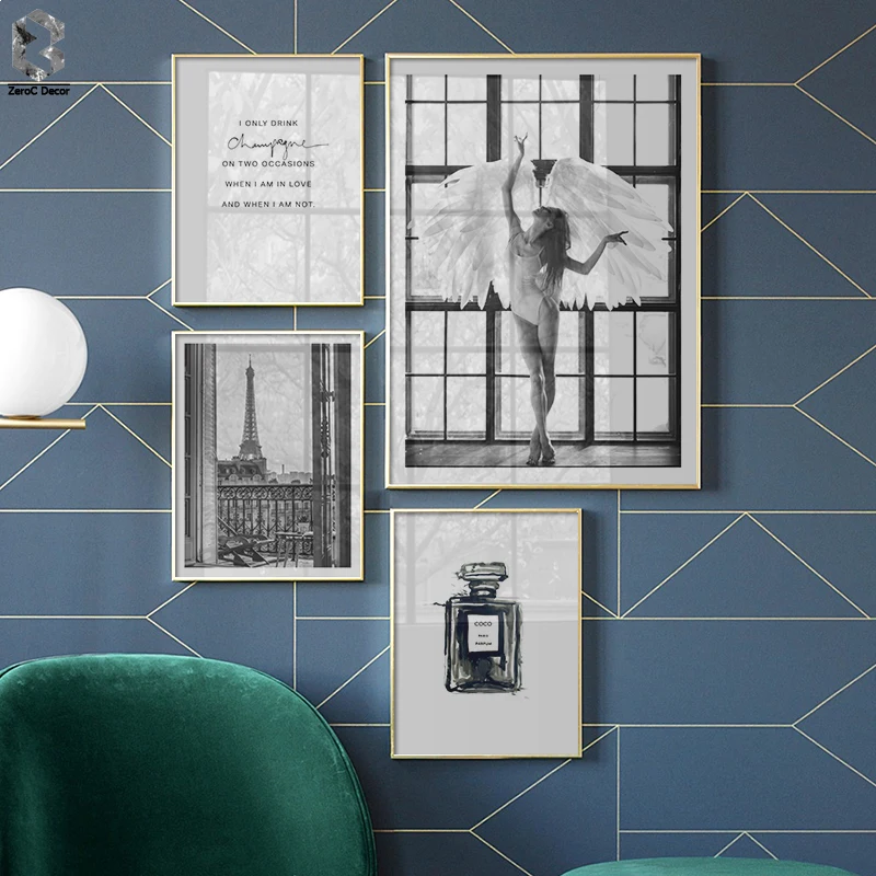 Абстрактная современная модная картина для макияжа на холсте черные белые