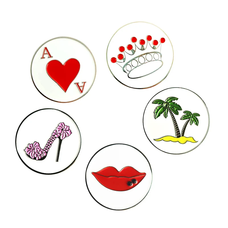 5 mixed 03 PINMEI Embossied Golf Ball Marks наборы из 5 маркеров для гольфа Подарки для гольфа для леди / детей, подходящие для любых магнитных зажимов для шляп для гольфа - Цвет: 5 mixed 03