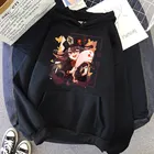 Толстовка с капюшоном Genshin Impact Kawaii, эстетичная свободная одежда с карманами Ху Тао, одежда унисекс, Повседневная Уличная одежда, женские свитшоты