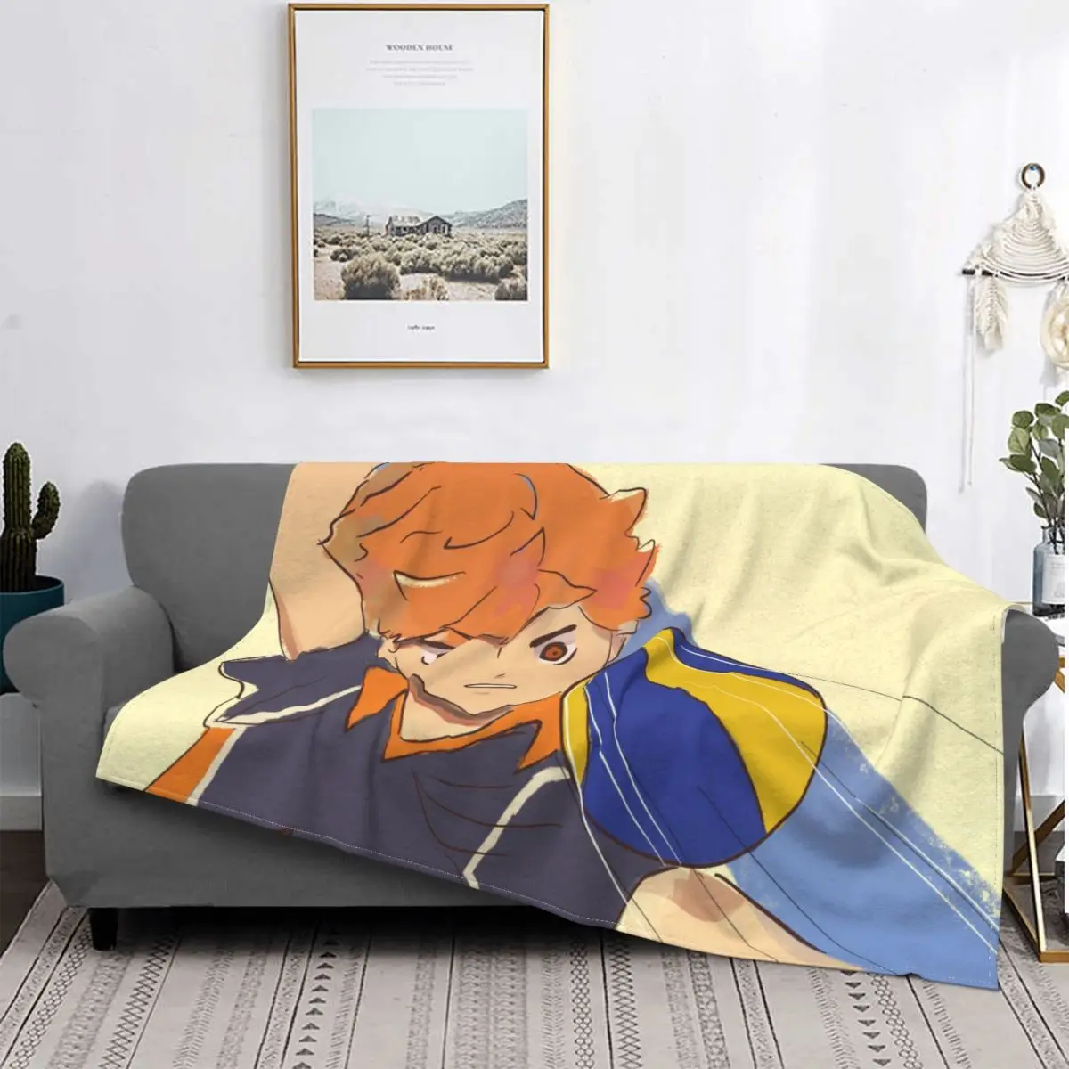 

Haikyuu-Manta de cómics deportivos Shoyo Hinata, colcha de franela acogedora con dibujo, suave y polar