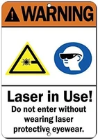 warning laser in use wear protective eyewear invintage look reproduction metal sign for home wall art post plaque