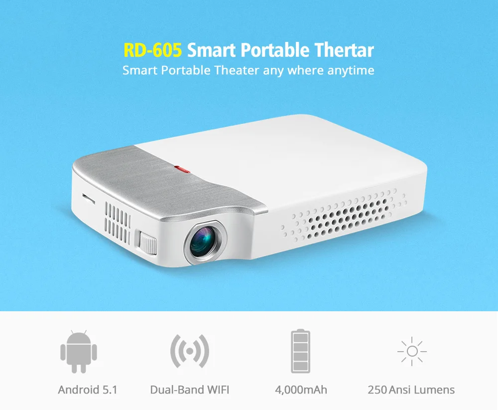 Портативный проектор 1080 лм Android с аккумулятором|Аксессуары для проекторов| |