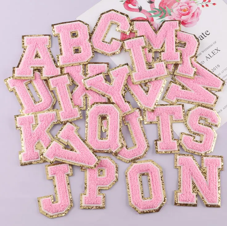 

10 Pcs Towel Alphabet Embroidered Patch Sew On Fashion Motif Applique Hat Bag Shoe Kids Name Decor Repair Fabric Accessory