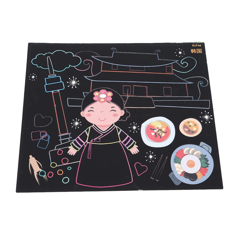 

Magic Color Scratch Art Paper Card Set Painting Cards For Drawing Stick DIY Art Painting Toy Kids Gift