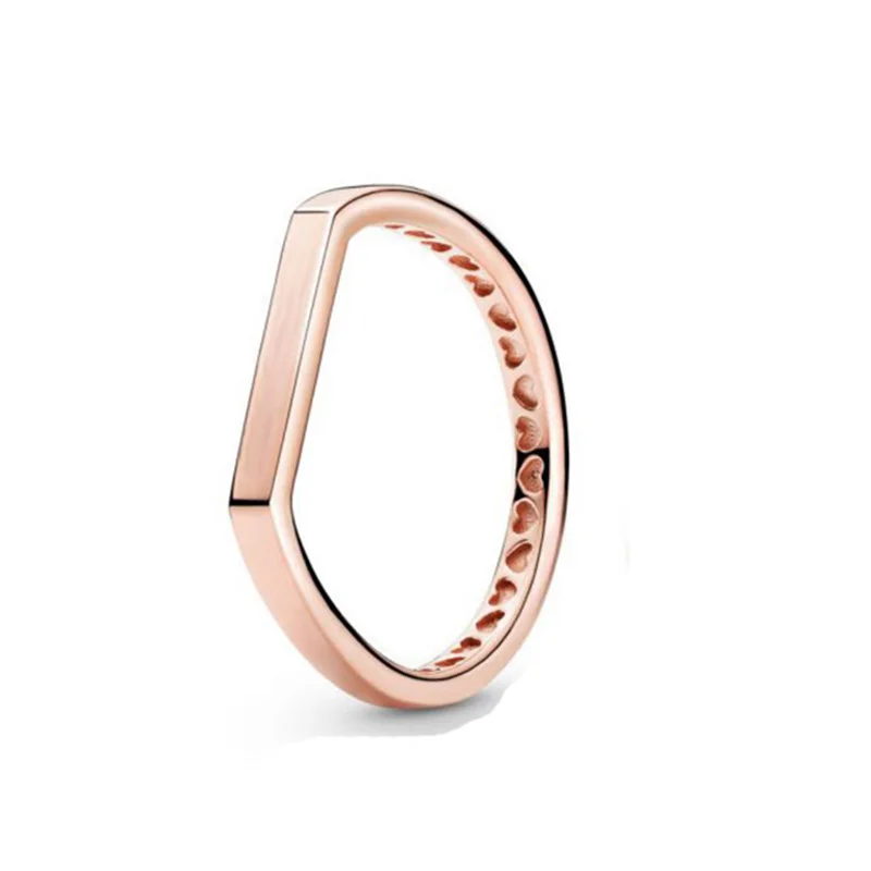 

925 Sterling Silver 2020 New Autumn Rings For Women S925 Silver Logo Bar Stacking Ring with Rose Wedding Anillos Jewelry