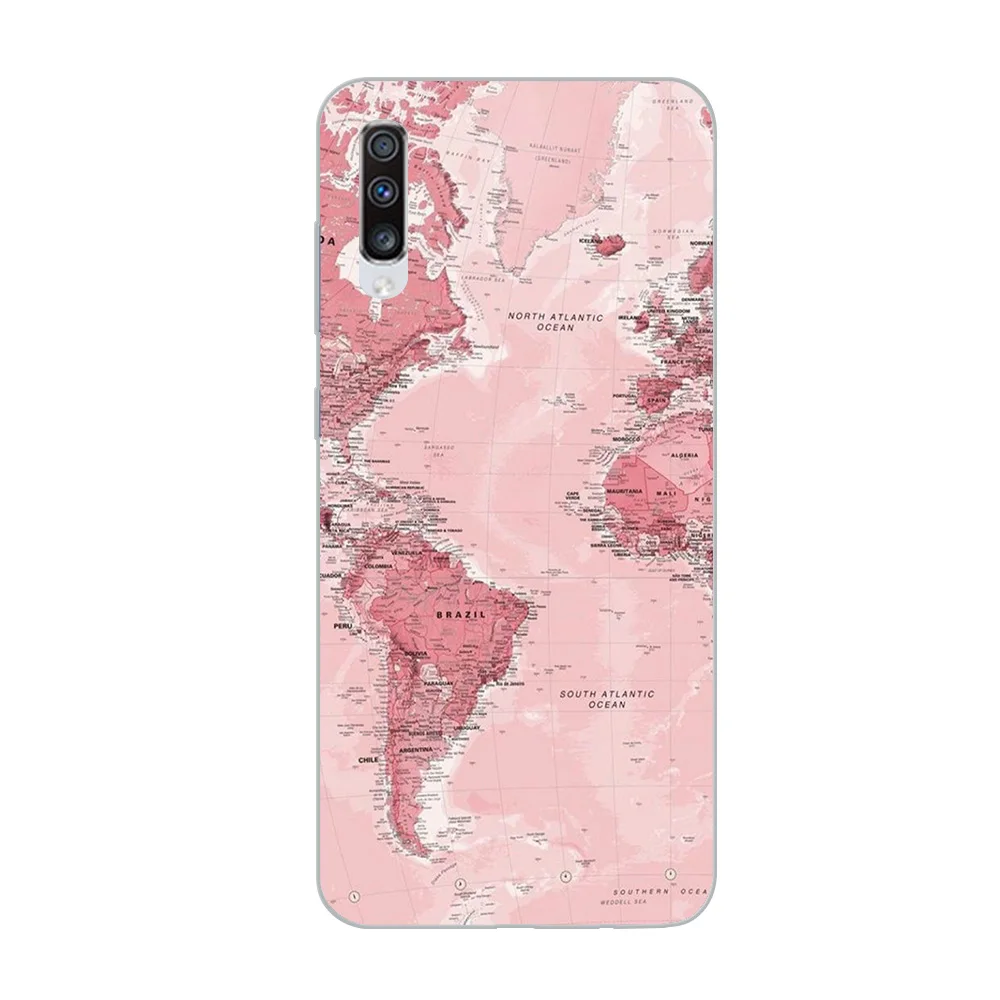 WM05747 Чехол для телефона ciciber для samsung Galaxy A50 A70 A80 A40 A30 A20 A60 A10 A20e, мягкий силиконовый чехол из ТПУ с картой мира, чехол для путешествий - Color: WM05747