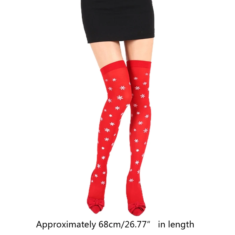 Женские рождественские чулки до бедра длинные шелковистые носки выше колена с