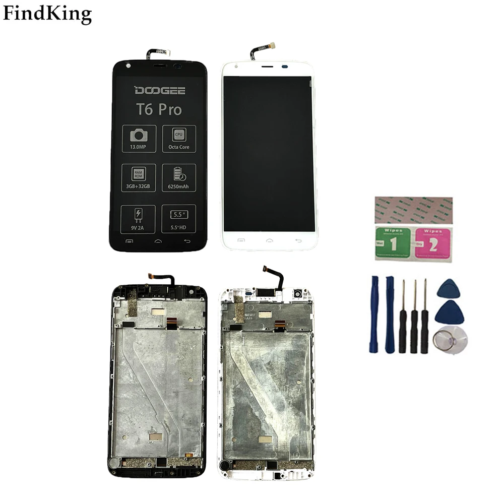 

100% протестированный 5,5 дюймовый сенсорный экран ЖК-дисплей для Doogee T6/T6 Pro ЖК-дисплей с рамкой в сборе Замена Android 6,0