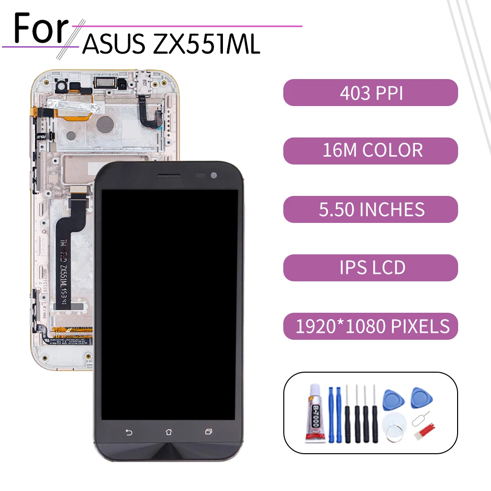 Оригинальный сенсорный ЖК экран для ASUS Zenfone Zoom ZX551ML дигитайзер в сборе Asus zx551ml