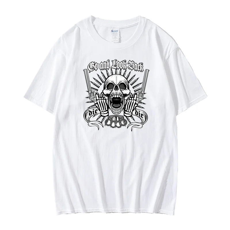 

Fashion short sleeve cotton T-shirt double gun skull t-shirt men's hip-hop T-shirt cool T-shirt Harajuku street style
