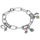 Женский браслет 925 года, браслет с подвесками в виде фламинго, сердца, я, очаровательные женские ювелирные изделия, браслет сделай сам