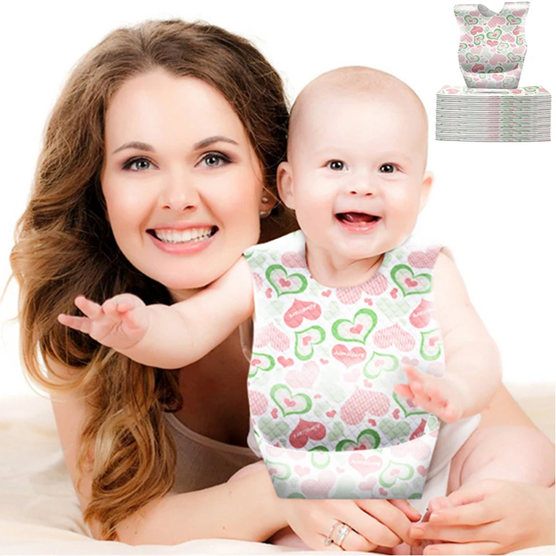 

10pcs Disposable Baby Bibs Toddler Bibs Apron Feeding-Saliva Bandana Bib Burp Scarf Meal Burp Baby Portable Travel Accessories