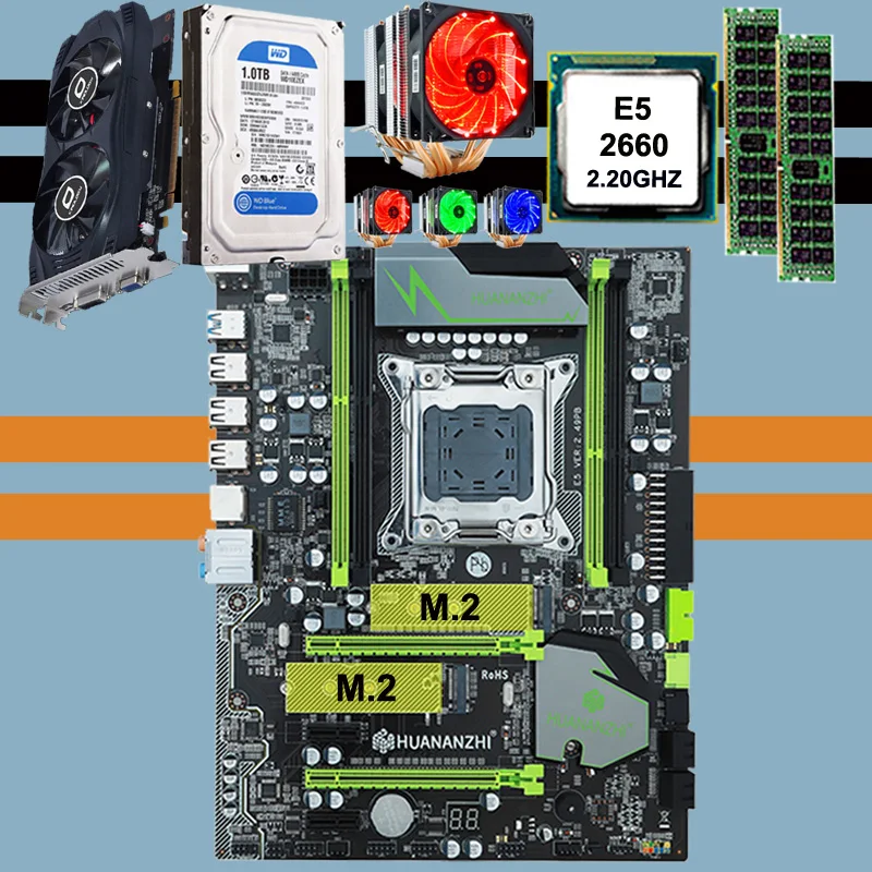 Материнская плата HUANAN X79 процессор Xeon E5 2660 SROKK с 6 тепловыми трубками кулер ram 16G(2*8G) DDR3 RECC 1 ТБ 3,5 'SATA HDD GTX750Ti 2GD5