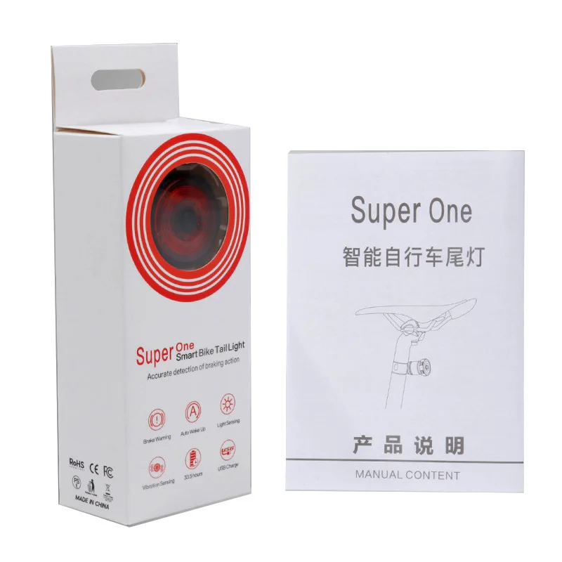 

LED Cycling Tail Light USB Rechargeable Smart Bicycle Rear Light Auto Start/Stop Brake Sensing IPx6 Waterproof Bike Light MEROCA