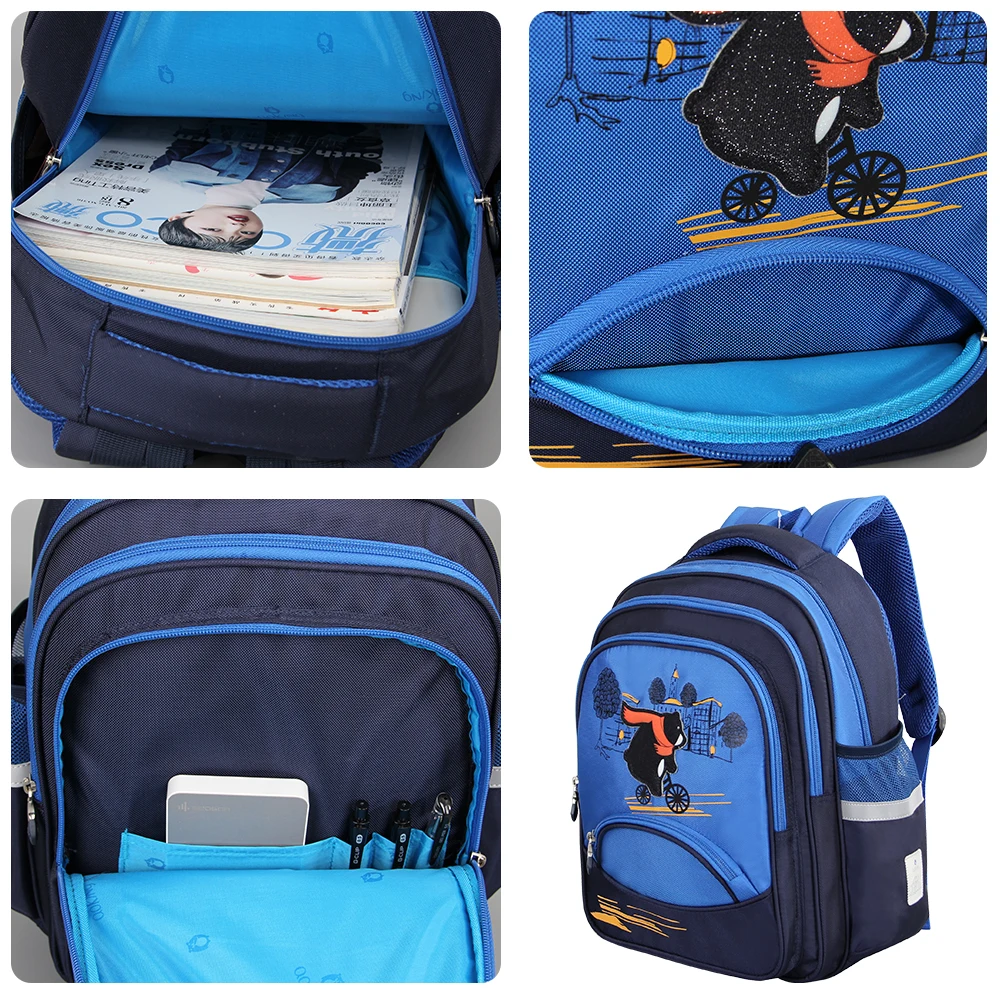 Aoking Kids School Bag Safe Boys Spacious Waterproof Printing Cute Animal Backpacks For Children Reflective Casual Daypack