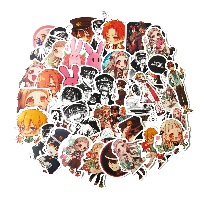 

50pcs Toilet Bound Jibaku Shounen Hanako Kun Yugi Amane Nene Kou Cosplay Trunk Surface Waterproof Stickers Decoration Prop